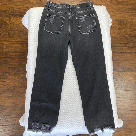 Free People We The Free Obsidian Distressed Tapered Baggy Boyfriend Jeans - Picture 4 of 17